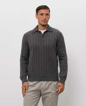 Brunello Cucinelli Зелений светр з кашеміру з коміром-поло M22506005