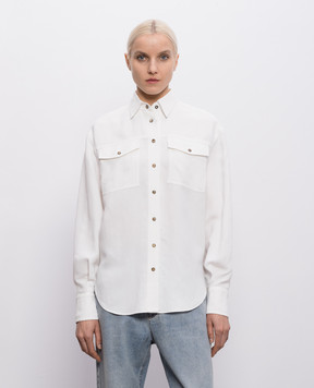 Brunello Cucinelli Белая рубашка с леном MH126NE406