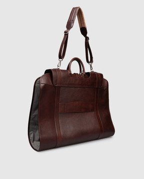 Brunello Cucinelli Бордовий шкіряний кофр для одягу з логотипом MBCIBU351