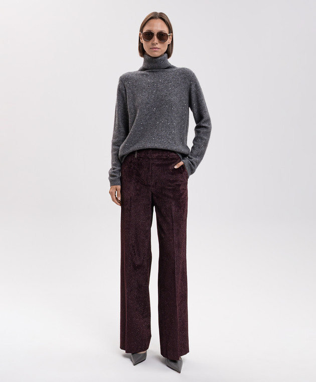 Allude Сірий светр з кашеміру та шовку з паєтками 26577102 зображення 2
