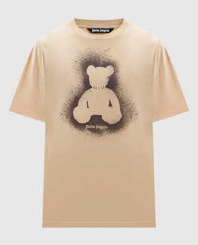 Palm Angels Бежева футболка Spray Bear PMAA109S26JER001