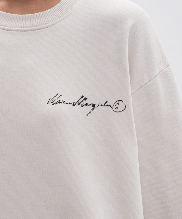 Maison Margiela MM6 Бежевий світшот з принтом логотипа S52GU0260M25025 зображення 5