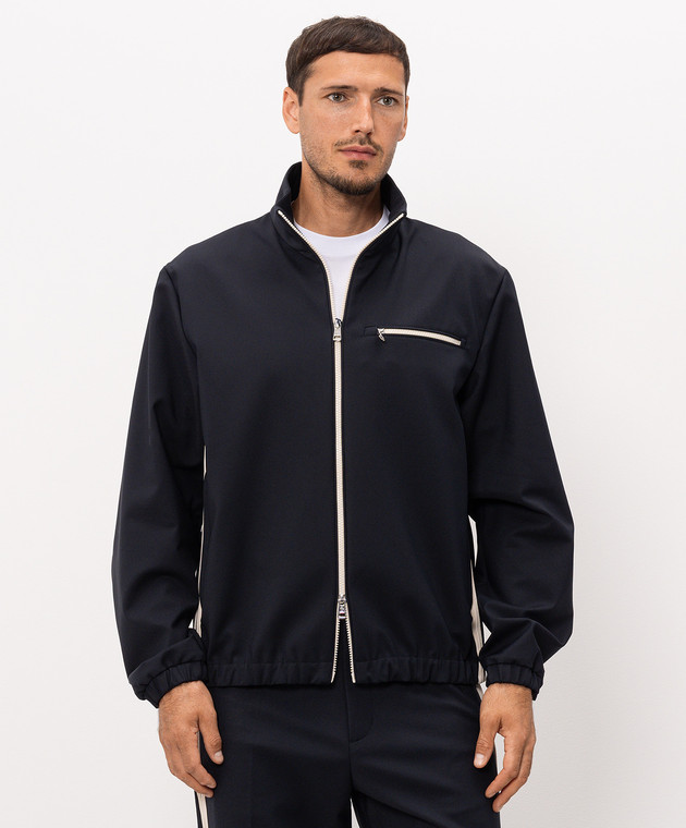 Moncler Синяя спортивная куртка с логотипом патча L20911A00049599LT изображение 3