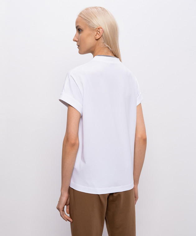 Brunello Cucinelli Біла футболка з ланцюжком моніль MPT18BD222 зображення 4