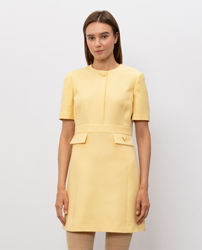 Valentino Желтое платье мини из шерсти и шелка 9B3VAL251CF