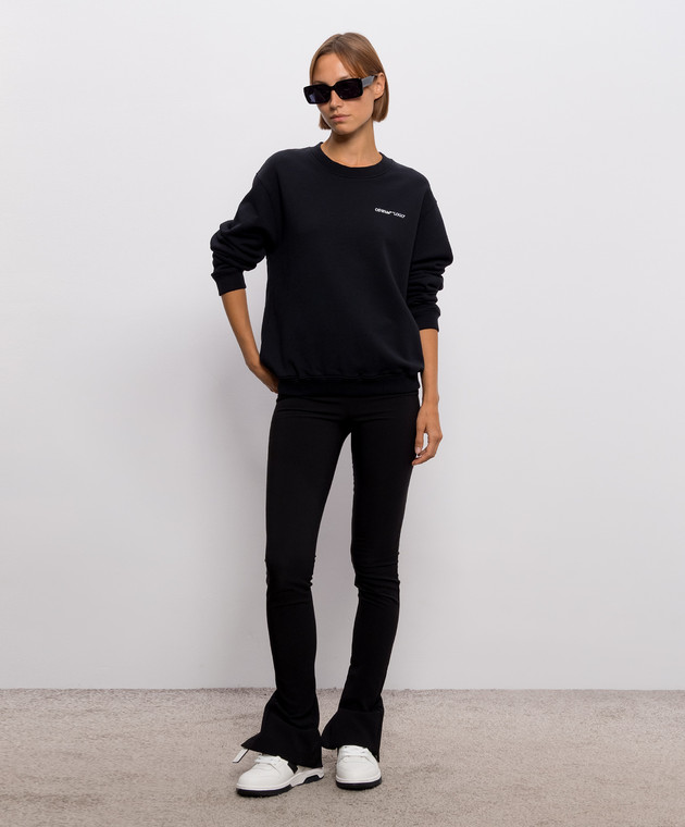 Off-White Черный свитшот с принтом логотипа 2FE00504T изображение 2