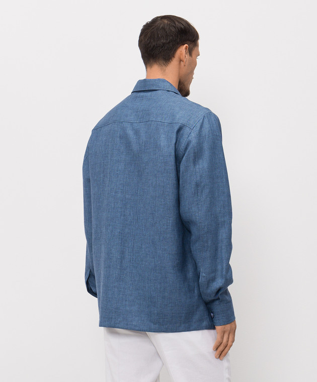 Stefano Ricci Синяя рубашка из льна, шерсти и шелка SP008138B127HA изображение 4