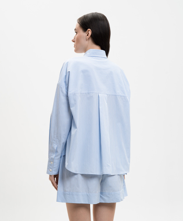 Solotre Голубая рубашка в полоску M1AB0042 изображение 4