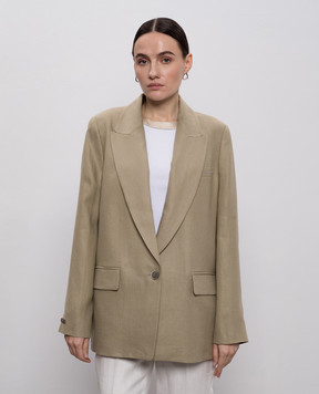 Peserico Жакет кольору хакі з льону A0111602606