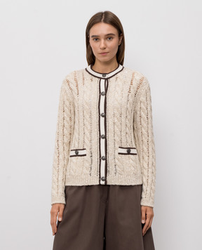 Brunello Cucinelli Бежевий кардиган з вовною та кашеміром MGT352206P