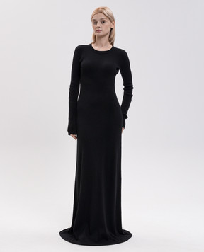 Ann Demeulemeester Черное платье макси Eva с открытой спиной с кашемиром B0010259FA049