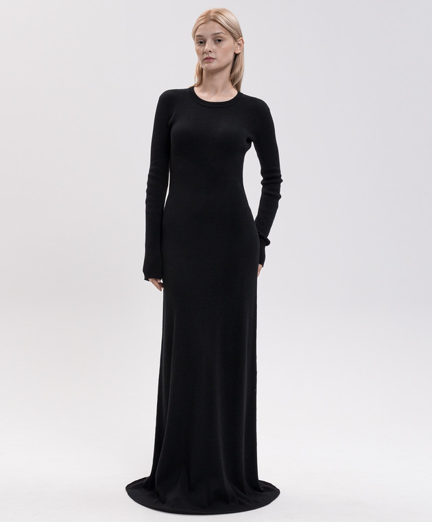Ann Demeulemeester Черное платье макси Eva с открытой спиной с кашемиром B0010259FA049 изображение 2