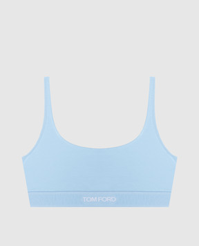 Tom Ford Голубой топ с узором логотипа BRJ016JEX166
