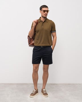 Tom Ford Поло кольору хакі з шовком KPS037YMC039