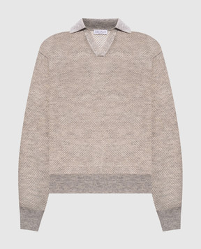 Brunello Cucinelli Сірий светр з вовною з люрексом MGG270505P