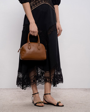 Twinset Коричневая сумка-тоут с фактурным логотипом 261TB7231