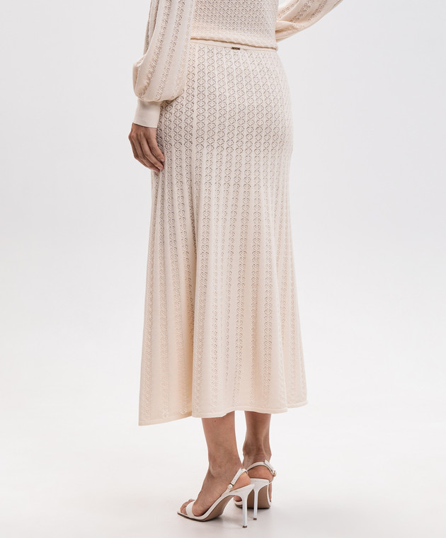 Twinset Бежевая юбка миди с ажурным узором 262TP3122 изображение 4