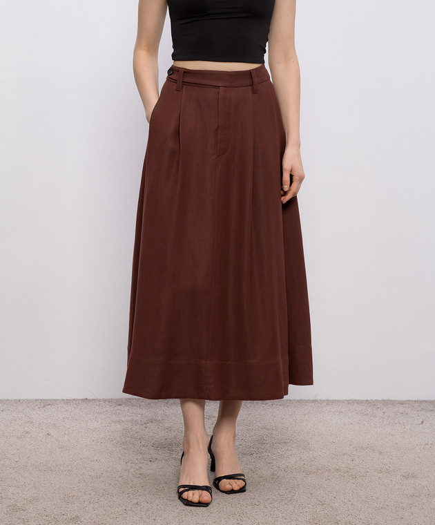 Brunello Cucinelli Коричневая юбка с шелком MH126G3951 изображение 3