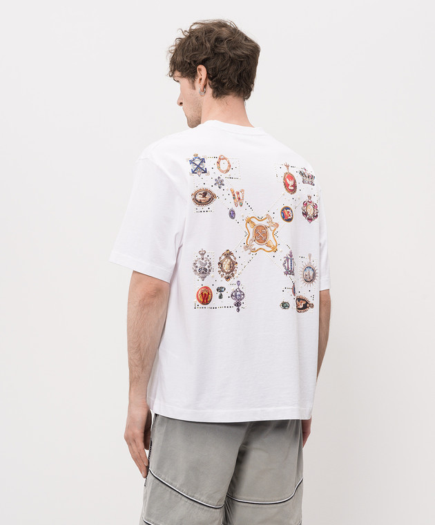 Off-White Белая футболка Jewel Arrow с кристаллами 44MAA120S26J003 изображение 4