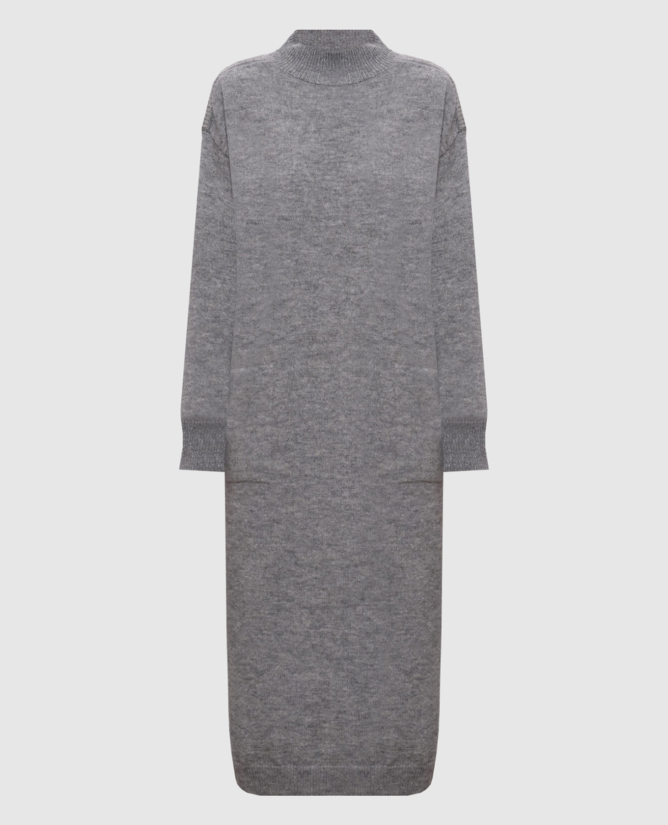 

Серое платье из шерсти, шелка и кашемира с цепочкой мониль, Серый, Повседневные платья
