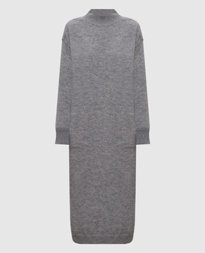 Peserico Сіра сукня з вовни, шовку і кашеміру з ланцюжком моніль S92217F079018F