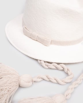 Agnona Белая шляпа из шерсти кролика с завязками AK1006YU1113