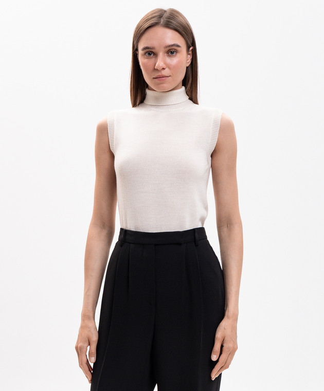 Max Mara Sportmax Топ цвета айвори ESCHIMO из шерсти SPXESCHIMO изображение 3