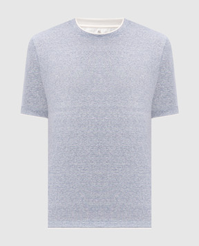 Brunello Cucinelli Блакитна меланжева футболка з льоном MW8357427