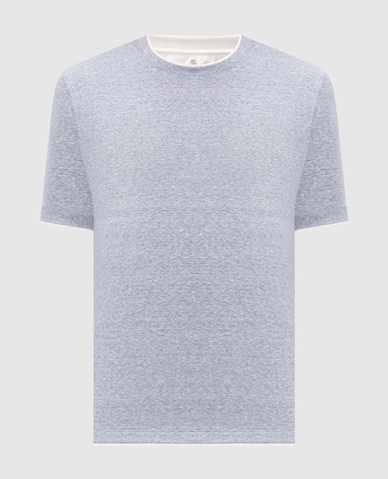 Голубая меланжевая футболка с леном