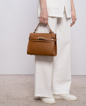 Gianni Notaro Коричнева шкіряна сумка-сетчел DOLLARO 099DOLLAROORO