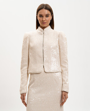 Twinset Бежевий твідовий жакет з паєтками 261TP2621