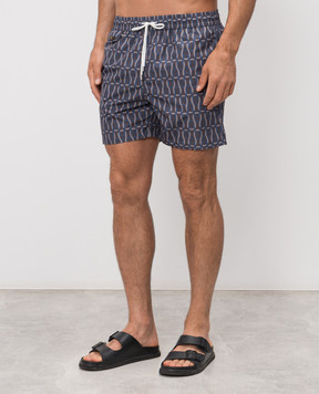 Enrico Mandelli Серые шорты для плавания в принт MARLIN6070