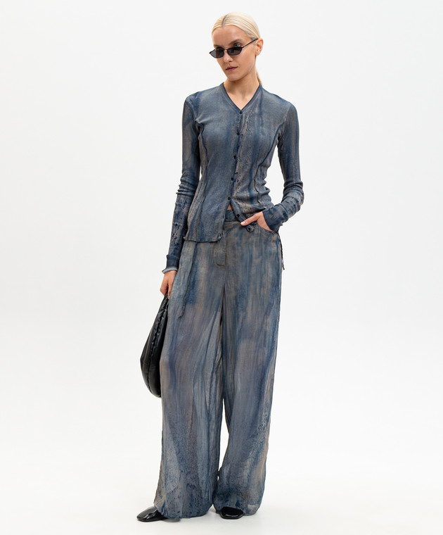 Masnada Синий кардиган с шелком 8090 изображение 2