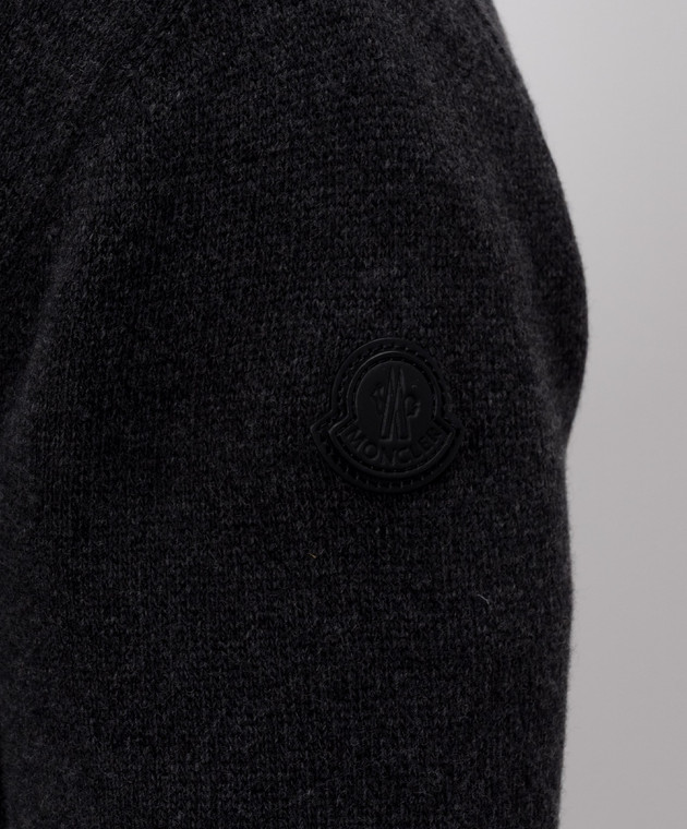 Moncler Серый свитер из шерсти и кашемира с молнией L20919F00001M4281 изображение 5