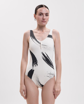 Loulou de Saison Купальник Minea кольору айворі в принт MINEA