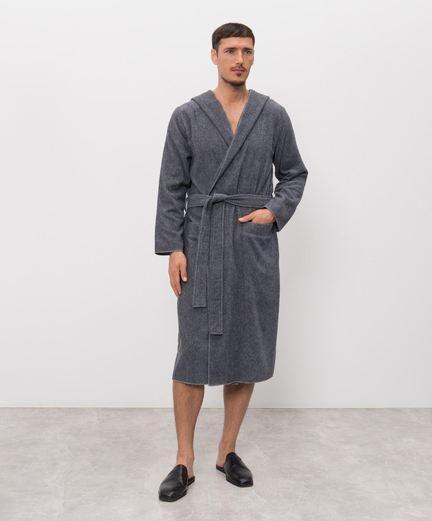 Hamam Серый махровый халат ASH LIGHT с капюшоном ASHLIGHTBATHROBE изображение 3