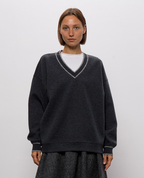Brunello Cucinelli Серый пуловер с люрексом MD991B2Q02
