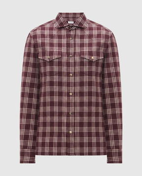 Brunello Cucinelli Бордова сорочка в клітинку на кнопках MY6554008