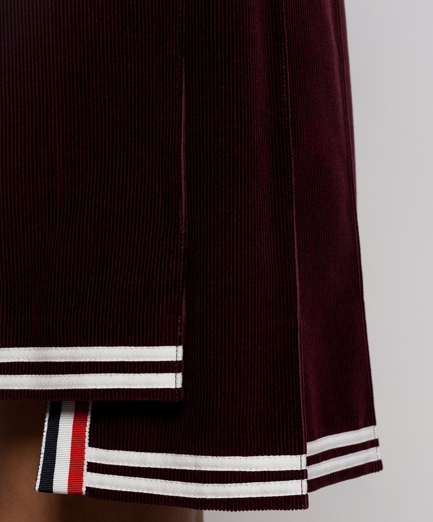 Thom Browne Бордовая вельветовая юбка-плиссе FGCA37NF0957 изображение 4
