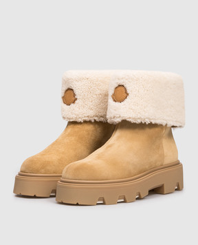 Moncler Коричневі замшеві черевики Aurea Mid на хутрі K209B4F00070M6971