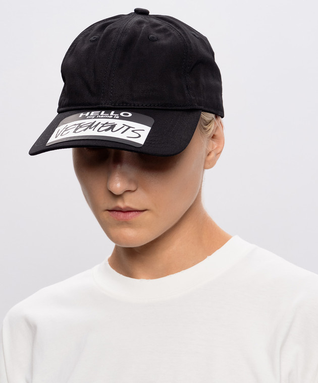 Vetements Чорна кепка з принтом UA65CA160w зображення 2