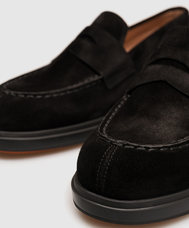 Santoni Черные замшевые лоферы WUYW72448NERNHSY изображение 5