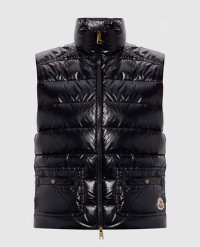 Moncler Чорний пуховий жилет з нашивкою логотипа L20931A00015597Z8