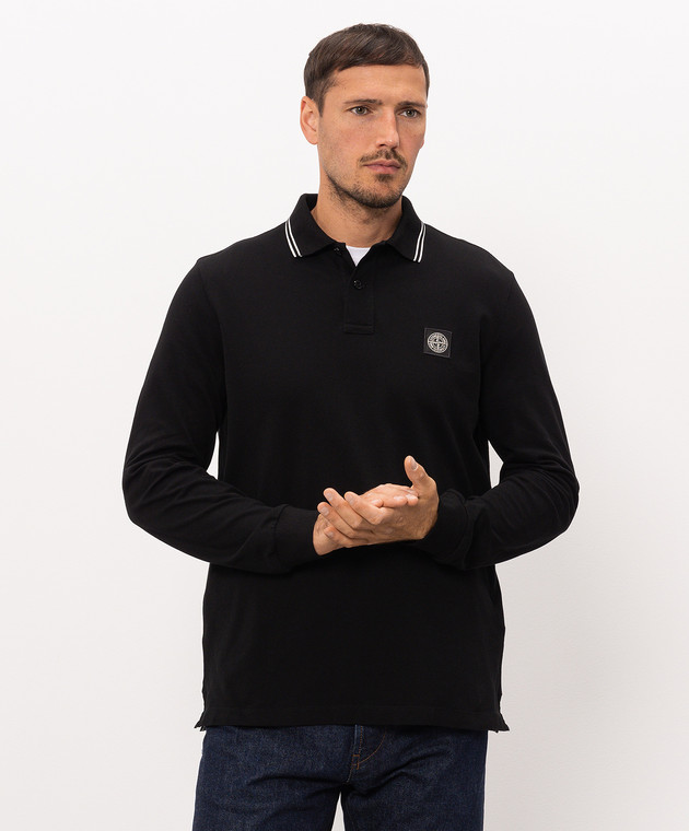 Stone Island Чорне поло з нашивкою логотипа L2S152200012S0018 зображення 3