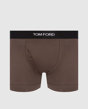 Tom Ford Коричневі труси-боксери з контрастним візерунком логотипа T4LC31040