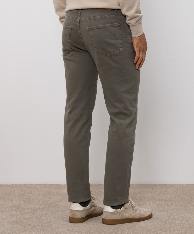 Brunello Cucinelli Джинсы цвета хаки с вышивкой эмблемы M277PD3210 изображение 4