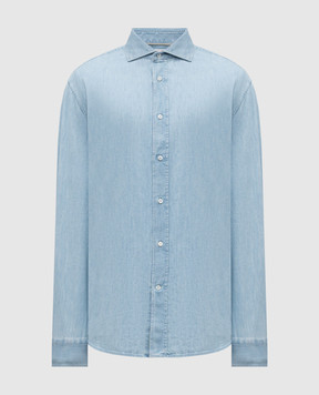 Brunello Cucinelli Блакитна джинсова сорочка прямого крою MH1920627