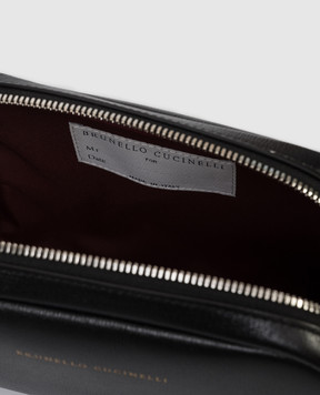 Brunello Cucinelli Чорний шкіряний несесер з принтом логотипа MWRLBU430