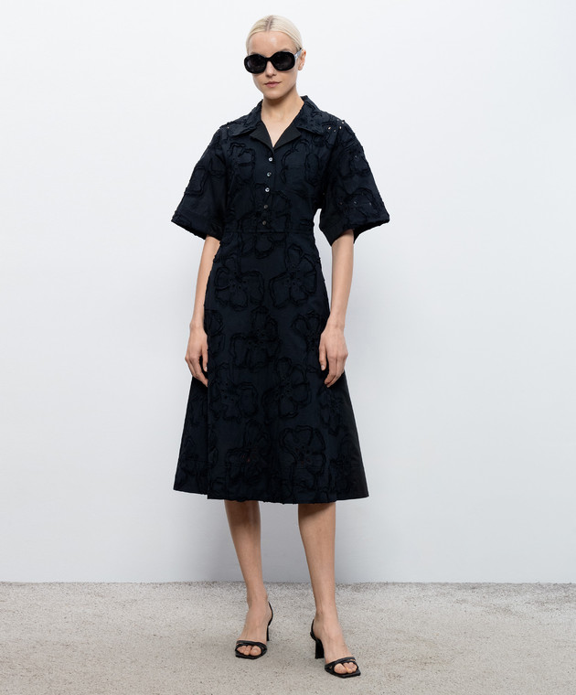 3.1 Phillip Lim Черное платье-рубашка с цветочным узором S26291083TFE изображение 2