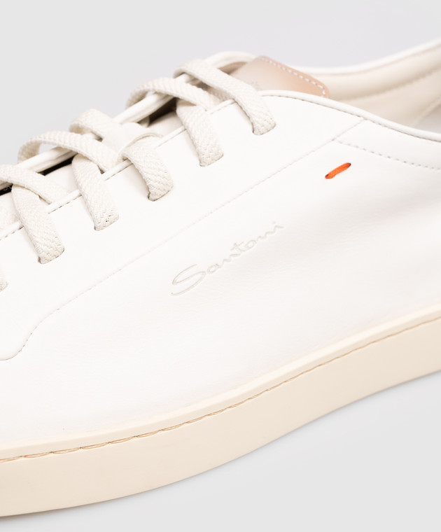 Santoni Білі шкіряні кросівки MBNO22184TIRTFRI зображення 5